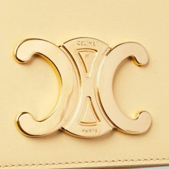 Celine Yellow Smooth Leather Triomphe Shoulder Bag - Picture 6 of 12